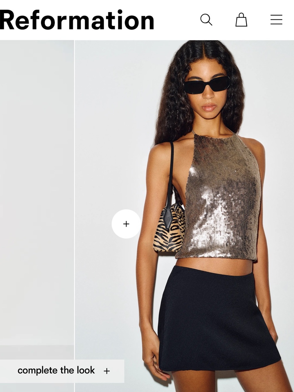 Reformation Metallic Bronze Sequin Halter Crop Top